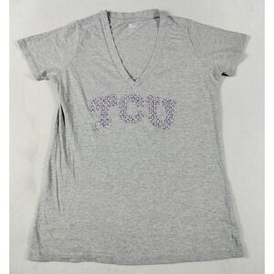 TCU Horned Frogs Shirt Womens XL Gray NCAA Football Knights Apparel V Neck